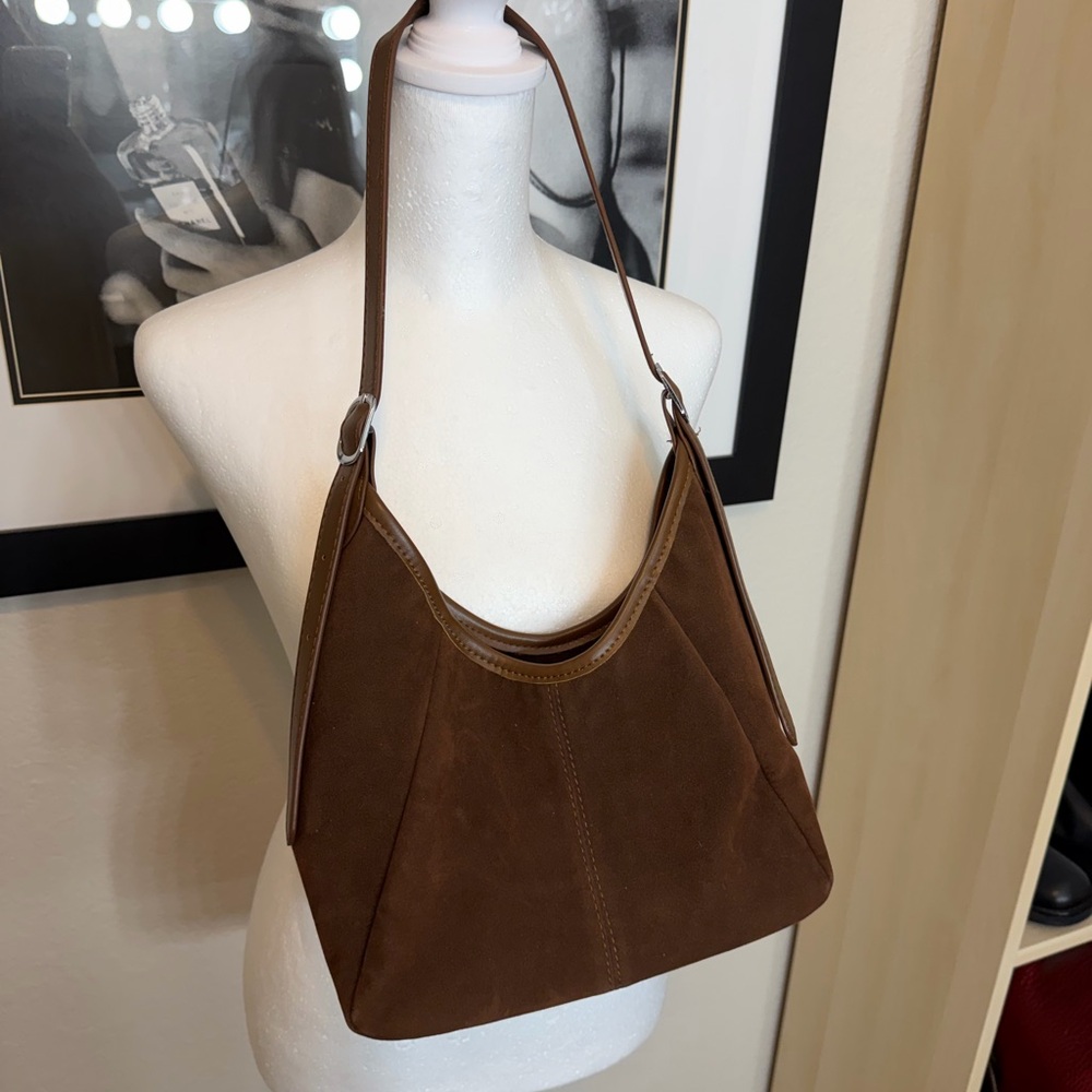 Brown Suede Shoulder Bag